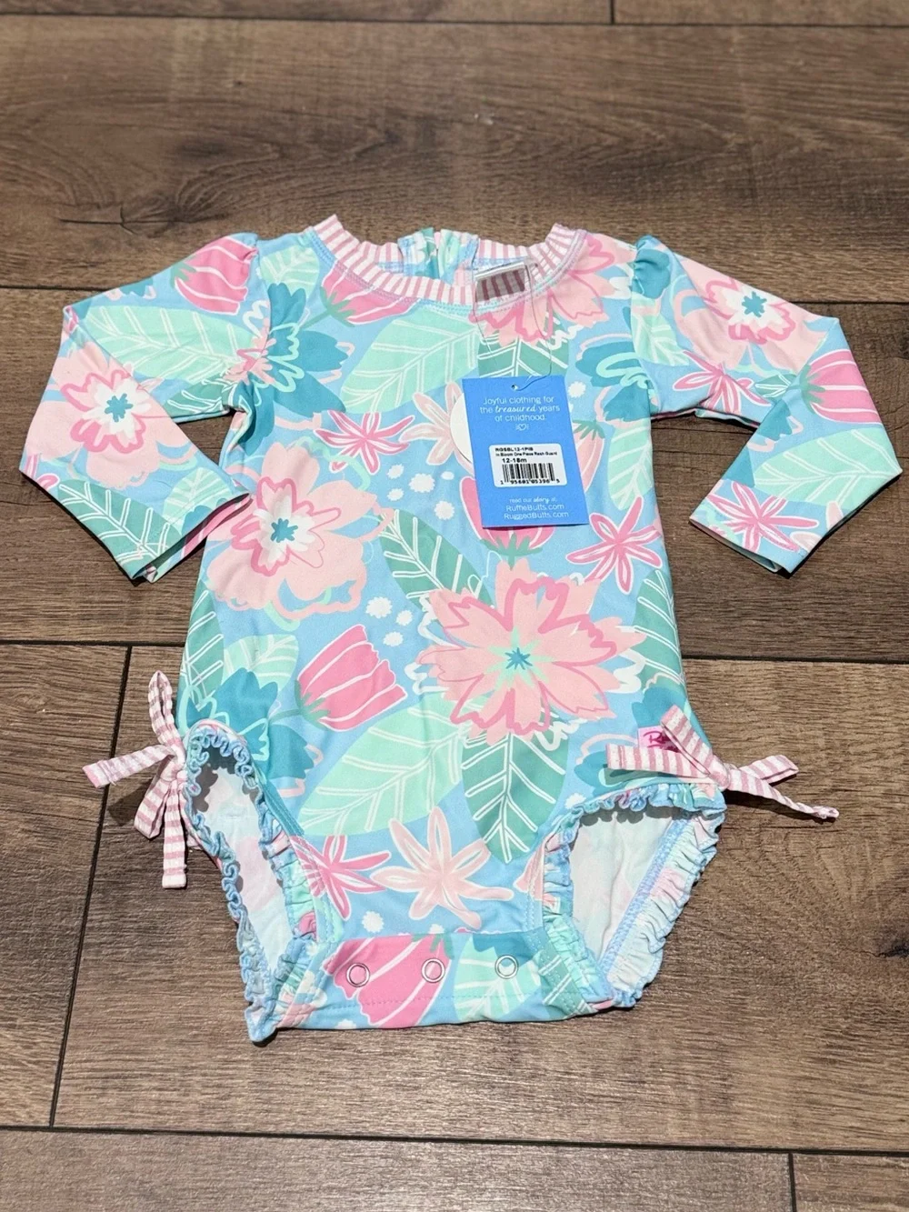 Baby Girl Ruffle Butts Floral One Piece Rash Guard Swim Suit: 12-18 Months *NWT*